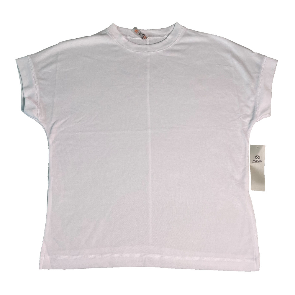 NWT Mono B Cap Sleeve Tee Shirt Womens Medium White Crew Neck Capsule Base Layer